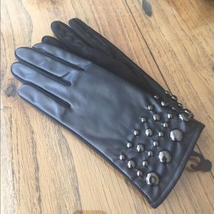 Studded Faux Leather Gloves.